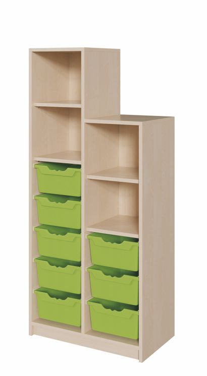 SideStep Schrank 160/120 cm, 8 ErgoTray Boxen L/Regal